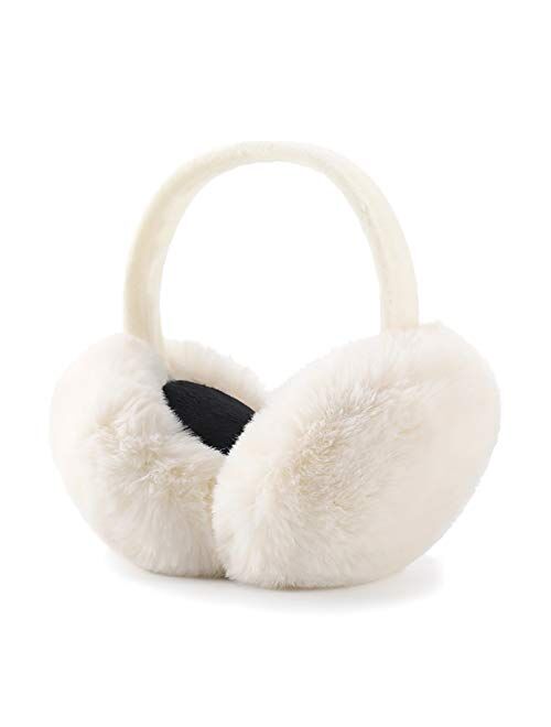 Red Valentines Day Heart Line Winter Earmuffs Ear Warmers Faux Fur Foldable Plush Outdoor Gift 