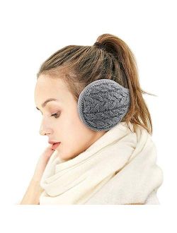Ear Muffs for Womens/Mens - Winter Ear Warmers, Soft & Warm Knit Furry Fleece Earmuffs, Foldable Ear Covers for Cold Weather