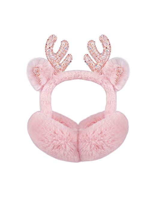 Surblue Cute Animal Earmuffs Winter Warm Outdoor Ear Covers Headband Fur Earwarmer