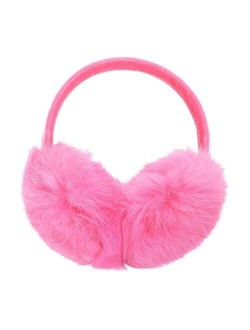 ZLYC Womens Girls Genuine Rabbit Fur EarMuffs Adjustable Ear Warmers