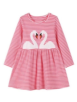 HILEELANG Girl Casual Dress Winter Long Sleeve Cotton Active Playwear Basic Tunic Outfit Dresses