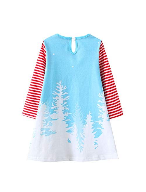 HILEELANG Girl Casual Dress Winter Long Sleeve Cotton Active Playwear Basic Tunic Outfit Dresses