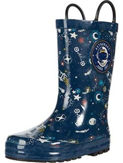 Unisex-Child Waterproof Easy-on Printed Rain Boot Shoe
