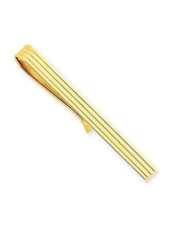 14k Yellow Gold Solid 3-Line Design Tie Bar