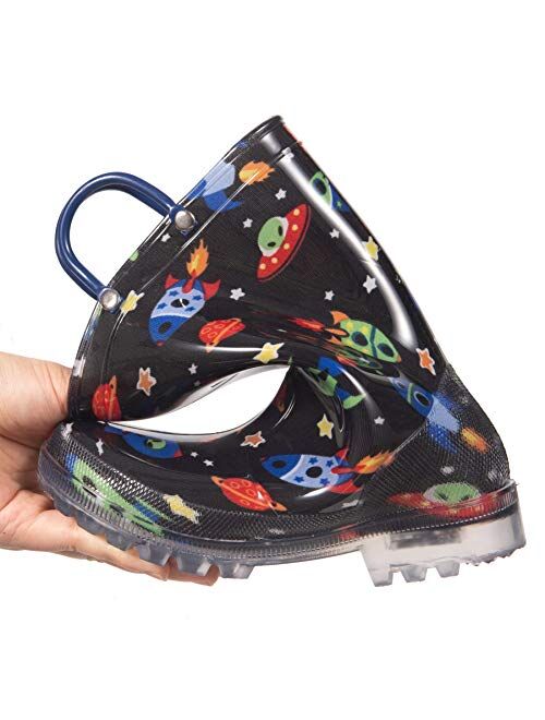 Hugrain Light Up Rain Boots for Little Kids