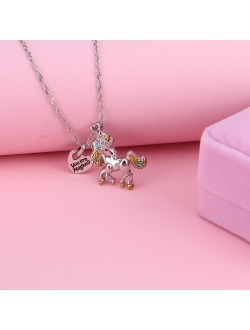 XinHuiGY Girls Unicorn Necklace Pendant Cute Animal Colorful Unicorn Jewelry 'Your are Magical' Heart Pendant Gift for Teen Kids Christmas Thanksgiving Halloween with Gif