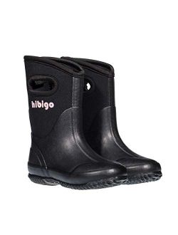 hibigo Kids Toddler Neoprene Rain Boots Winter Warm Snow Muck Boots Boys Girls Waterproof Outdoor Mudboots Solid Color