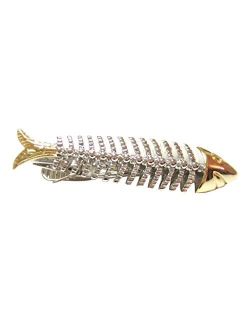 Kiola Designs Gold and Silver Toned Fish Bone Full Size Tie Clip
