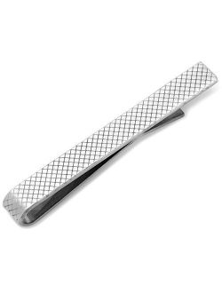 Ox and Bull Mens Plated Etched Grid Tie Bar (Silver)