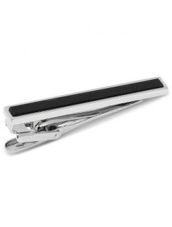 Ox and Bull Mens Plated Onyx Inlaid Short Tie Clip