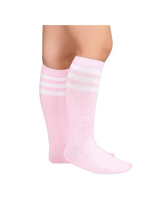 Durio Kids Soccer Socks Soft Cotton Toddler Soccer Socks for Boys and Girls Knee High Sports Tube Socks