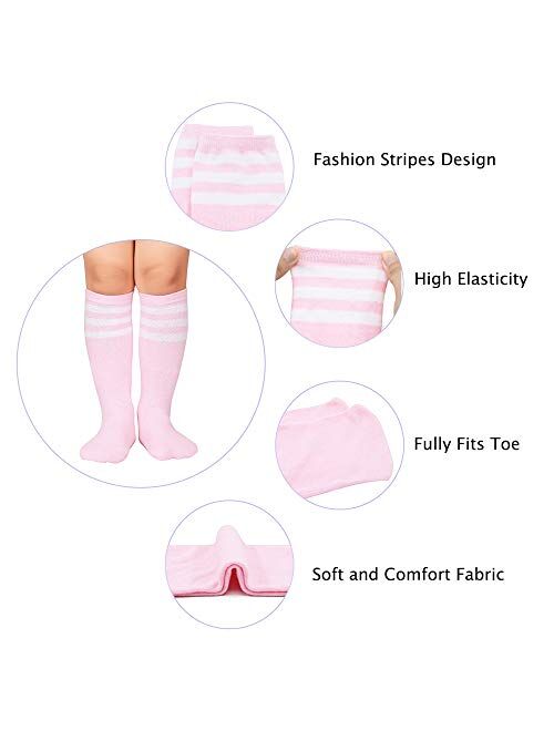 Durio Kids Soccer Socks Soft Cotton Toddler Soccer Socks for Boys and Girls Knee High Sports Tube Socks