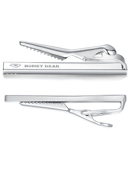 HONEY BEAR 5pcs Mens Tie Clip Bar Set Normal Size for Business Wedding Gift 5.4cm