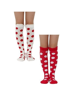 Girls Knee High Socks Cotton Cute Fashion Legging Stripe or Round Dot Dress Sock