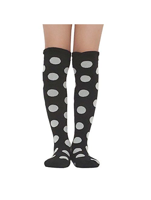 Girls Knee High Socks Cotton Cute Fashion Legging Stripe or Round Dot Dress Sock