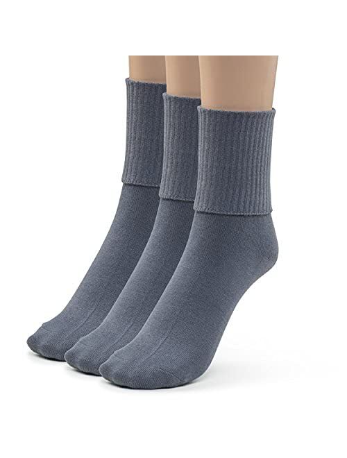 Silky Toes Boys Girls Turn Cuff Bamboo Socks for School Uniform, 3 or 6 Pk Triple Roll Dress Crew Seamless Socks