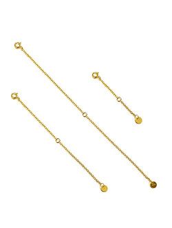 LONAGO 3 Pieces 925 Sterling Silver Necklace Extender Chain Bracelet Anklet Extension Set Adjustable Length, 2"+4"+6"