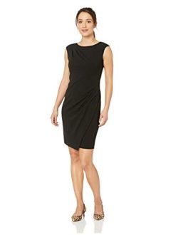 Women's Petite Cap Sleeve Dress with Front Overlay