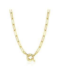 BOUTIQUELOVIN Women Chain Necklace, 14K Gold Plated Paperclip Link Chain Necklaces for Girs, 17", 20", 24"