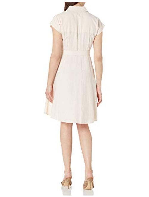 Calvin Klein Women's Short Sleeve Collared Dress with Button Down Front