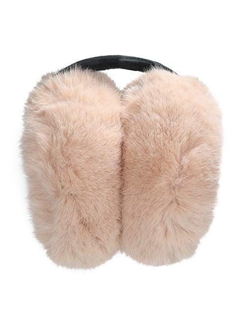 ZLYC Winter Faux Fur Foldable Earmuffs Cute Fuzzy Ear Muffs for Women Girls