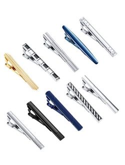 LOLIAS 10 Pcs Tie Clips for Men Tie Bar Clip Set for Regular Ties Necktie Wedding Business Clips with Gift Box