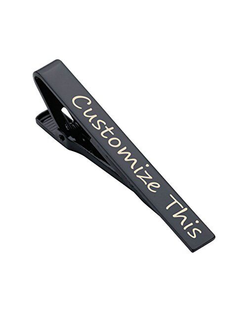 Jovivi Free Engraving - Personalized Custom Stainless Steel Mens Mirror Tie Bar Clip