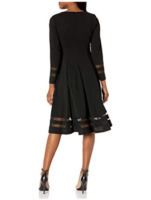 Calvin Klein Women's Long Sleeve A-line Dress with Illsusion Insets