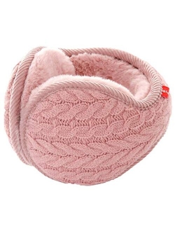 Unisex Warm Knit Women Earmuff Cashmere Winter Pure Color Earmuffs Fur Earwarmer Adjustable Wrap