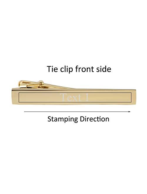 Jovivi Personalized Custom Message Men's Tie Clip Bar for Skinny Necktie Ties Engraved Free, Groomsmen Mans Fathers Day