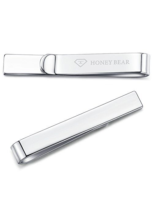 3/6pcs Honey Bear Mens Tie clip Set Tie Bar - Normal Size Stainless Steel For Business Wedding Gift,5.4cm (3pcs set without box 2) (3pcs Set with box)