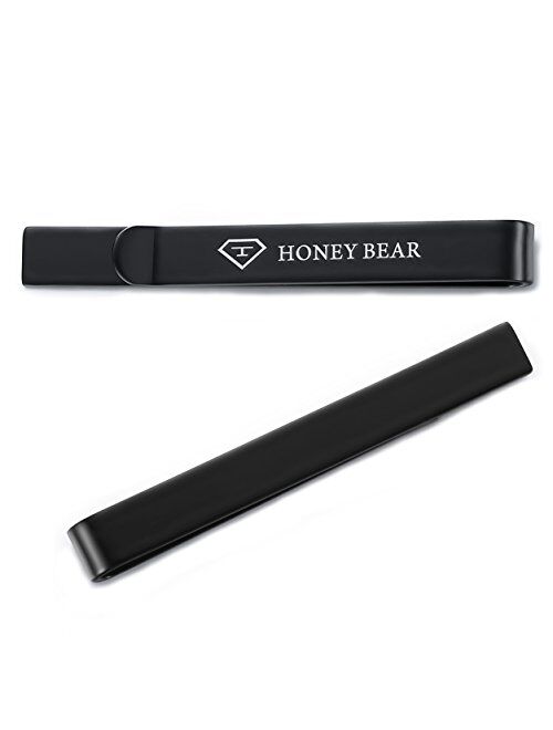 3/6pcs Honey Bear Mens Tie clip Set Tie Bar - Normal Size Stainless Steel For Business Wedding Gift,5.4cm (3pcs set without box 2) (3pcs Set with box)