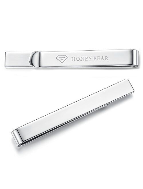 3pcs Honey Bear Mens Tie clip Set Tie Bar - Normal Size Stainless Steel For Business Wedding Gift,5.4cm