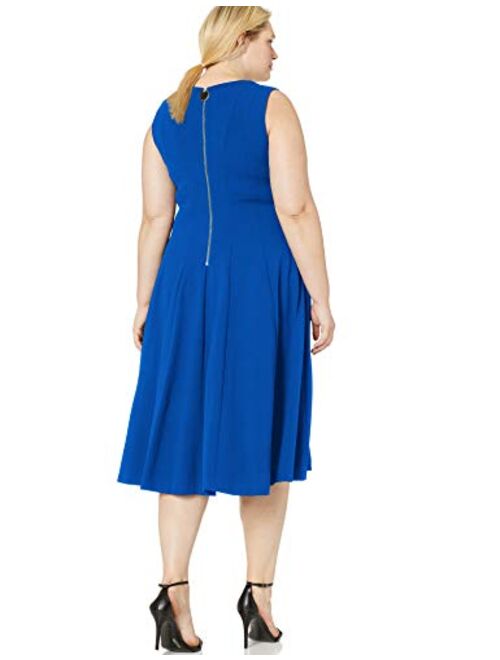 Calvin Klein Women's Plus Size Sleeveless A-line Midi Dress with V-Neckline