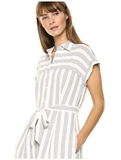 Calvin Klein Women's Short Sleeve Button Front Shirt Dress with Self Belt