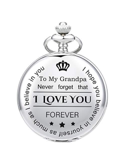 Pocket Watch for Grandpa from Granddaughter Grandson for Birthday, for Grandfather, Engraved for Granddaddy (to Grandpa) Personalized