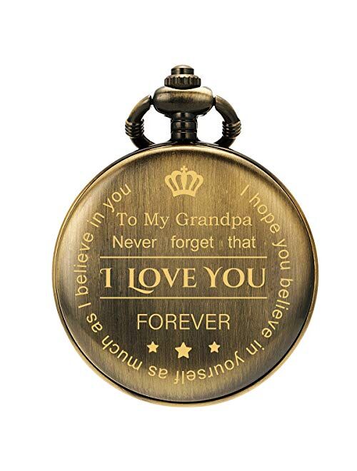 SIBOSUN Pocket Watch for Grandpa from Granddaughter Grandson for Birthday, for Grandfather, Engraved for Granddaddy (to Grandpa) Personalized