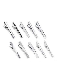 Finrezio 10 PCS Mens Tie Clips for Men Tie Bar Clips Set for Regular Ties Necktie Wedding Business Clips with Gift Box, 2.17 Inches
