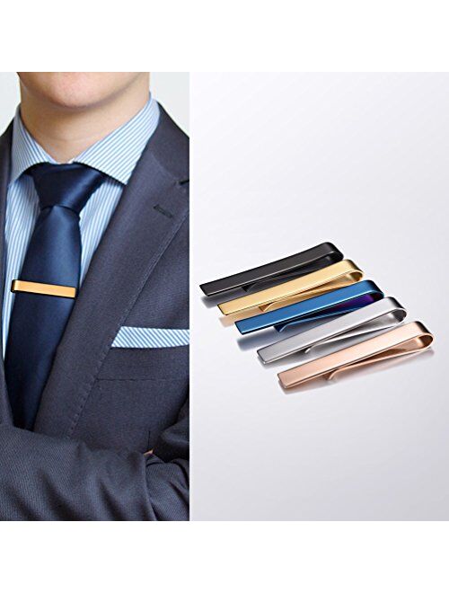 PROSTEEL Skinny Tie Bars 3/5/7pcs Tie Clips Set Business Professional Fashion Assorted Designs Men Jewelry Gift for Him