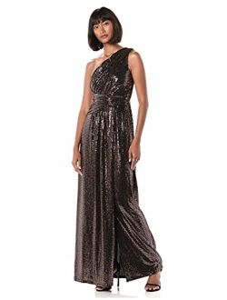 Women's One Shoulder Gown with Shirred Bodice