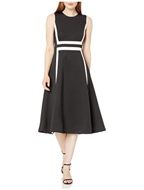Calvin Klein Women's Sleeveless Color Block A-line Dress