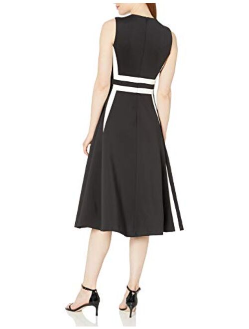 Calvin Klein Women's Sleeveless Color Block A-line Dress
