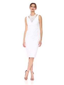 Women's Sleeveless Lace Sheath with Shoulder Cut Out Dress