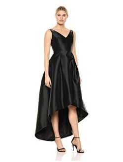 Women's Sleeveless High Low Gown with Embellished Straps