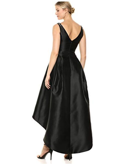 Calvin Klein Women's Sleeveless High Low Gown with Embellished Straps