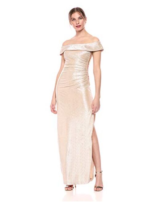 Calvin Klein Women's Off-The-Shoulder Gown with Side Beading
