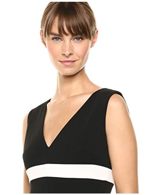 Calvin Klein Women's Sleeveless V-Neck Gown with Ruffle Dress