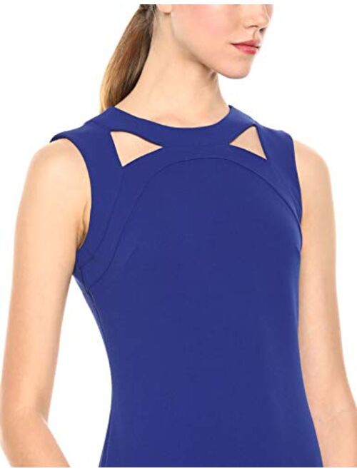Calvin Klein Women's Solid Sleeveless Sheath with Front Cut Out Dress