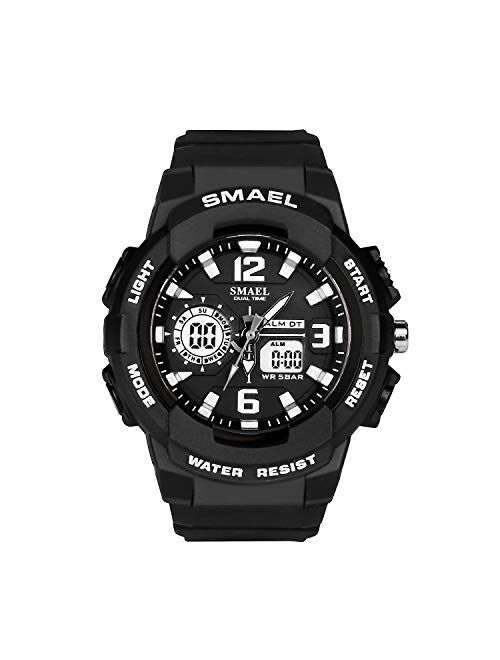 SMAEL Women's Sport Wrist Watch Quartz Dual Movement with Analog-Digital Display Watches for Women