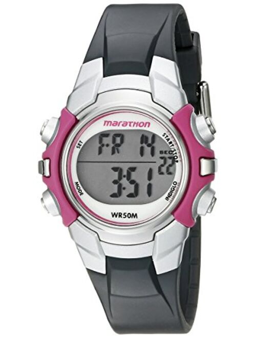 Marathon by Timex Women's T5K646 Digital Mid-Size Gray/Pink Resin Strap Watch
